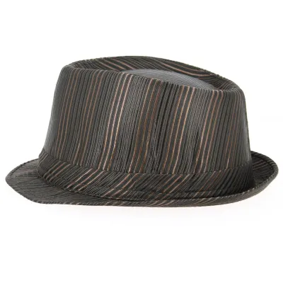 Chapeau Trilby Rayures Satiné Marron  - Traclet Reference : 12825 | Chapellerie Traclet