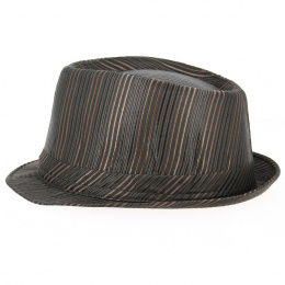 Brown Striped Satin Trilby Hat - Traclet