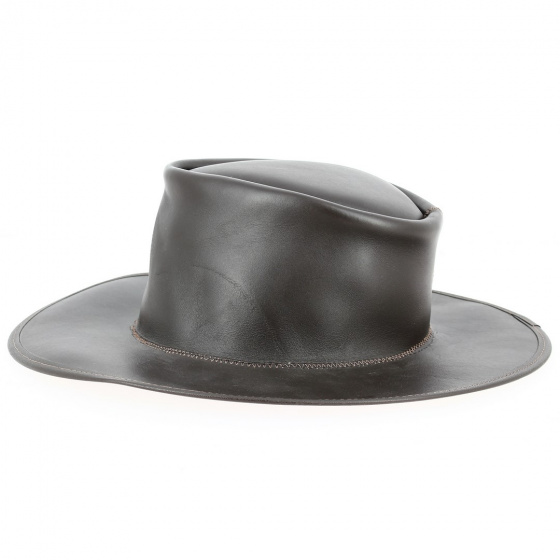Brown Leather Australian Traveller Hat - Traclet