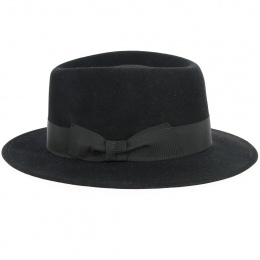 Black Fur Felt Seberger Fedora Hat - Traclet