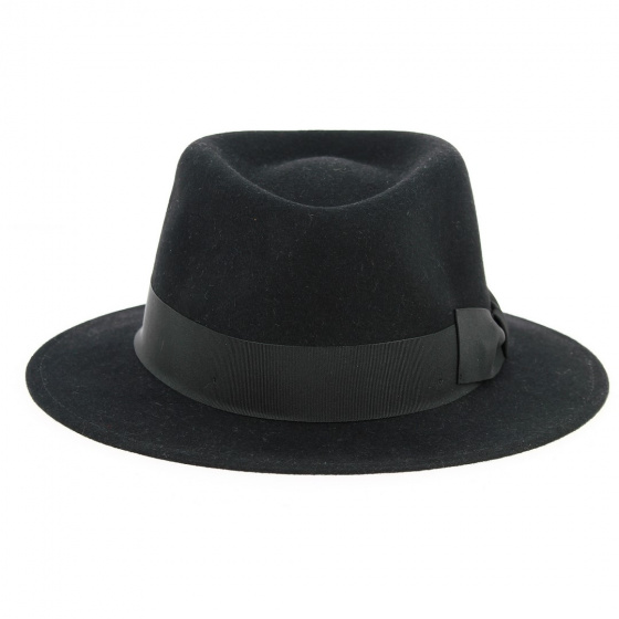 Black Fur Felt Seberger Fedora Hat - Traclet