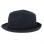 Small Navy Blue Cashmere Homburg Hat - Traclet