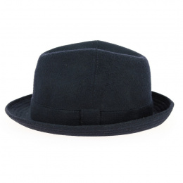 Small Navy Blue Cashmere Homburg Hat - Traclet