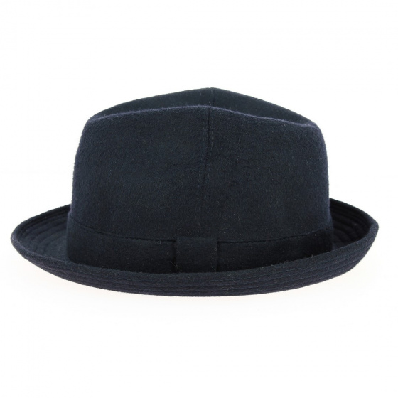 Small Navy Blue Cashmere Homburg Hat - Traclet