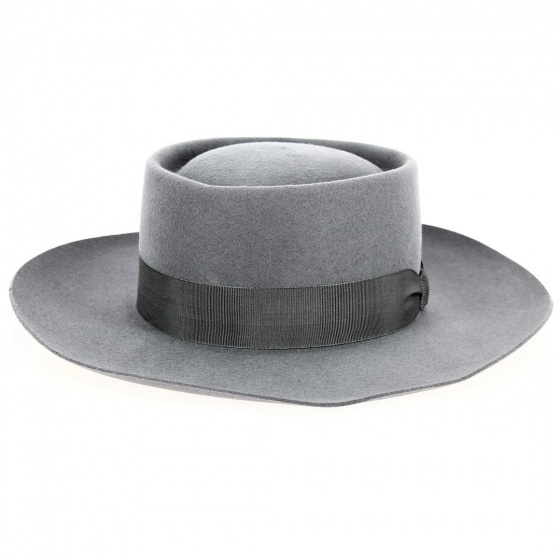 Alsatian Gambler Hat Grey Wool Felt - Traclet