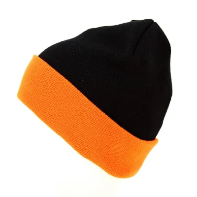Bonnet Long Acrylique Noir & Orange - Result Reference : 12867 | Chapellerie Traclet