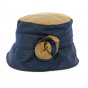 Waterproof Jazz Bucket Hat in Oiled Cotton Camel & Navy - Traclet