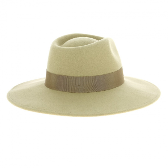 Light Khaki Wool Felt Fedora Hat Joanna - Brixton