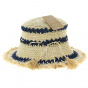 Natural & Navy Straw Hat - Traclet