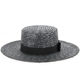 Black Straw Boater Hat Apeldoorn - TRACLET