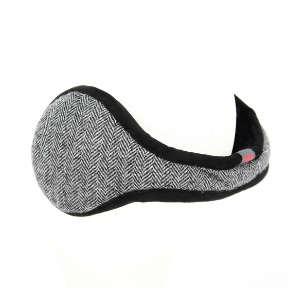 Gray/Black Herringbone Earmuffs - Traclet