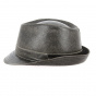 Aged Faux Leather Trilby Hat - Traclet