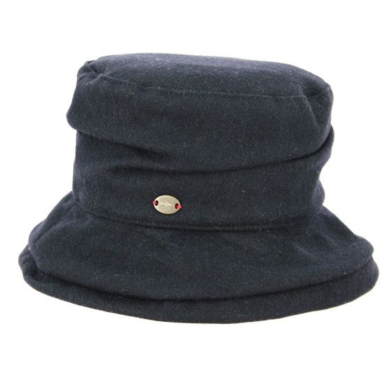 Navy Blue Wool Cloche Hat - MtM