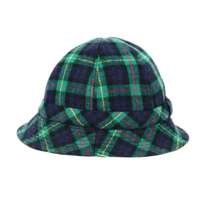 Blue & Green Plaid Wool English Bucket Hat - Traclet Reference: 12980 | Chapellerie Traclet