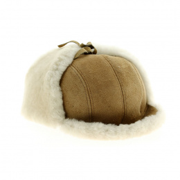 Leather cap with ear flaps