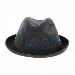 Brown & Blue Checkered Tweed Player Hat - Kangol
