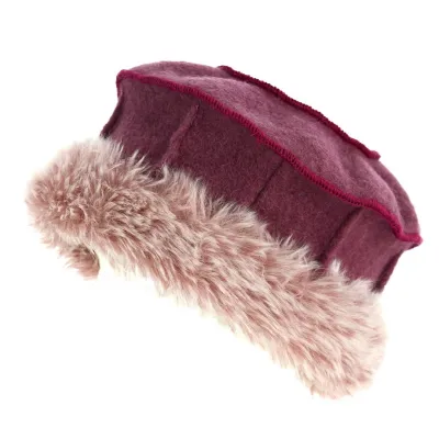 Toque Abondance - Rose, la toque laine bouillie Reference : 13022 | Chapellerie Traclet