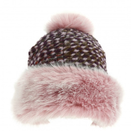 Bonnet Pompon Chaponik Fausse Fourrure Rose - Traclet