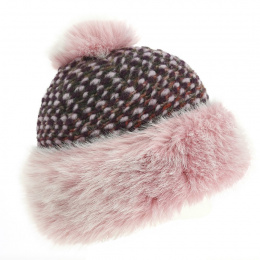 Bonnet Pompon Chaponik Fausse Fourrure Rose - Traclet