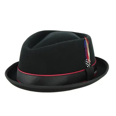 Porkpie Diamond Forza Black Wool & Cashmere Hat - Stetson