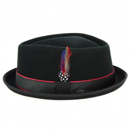 Porkpie Diamond Forza Black Wool & Cashmere Hat - Stetson