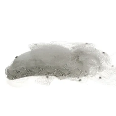 EDY Paris White Hat with Veil & Pearls Reference: 13114 | Traclet Hat Shop
