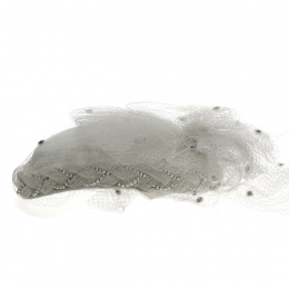 EDY Paris White Hat with Veil & Pearls