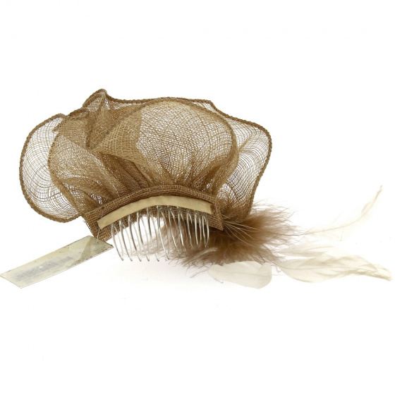 Beige Straw Pamela Ceremony Comb - Traclet
