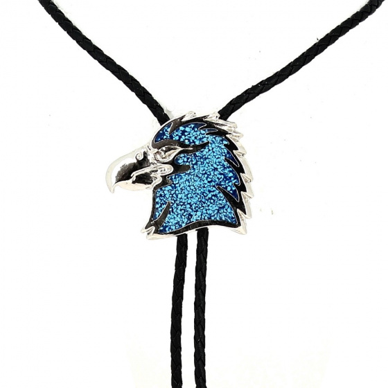 Blue Eagle Head & Silver Bolo Tie