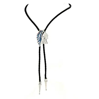 Blue & Silver Indian Chief Bolo Tie Reference: 13152 | Traclet Hat Shop