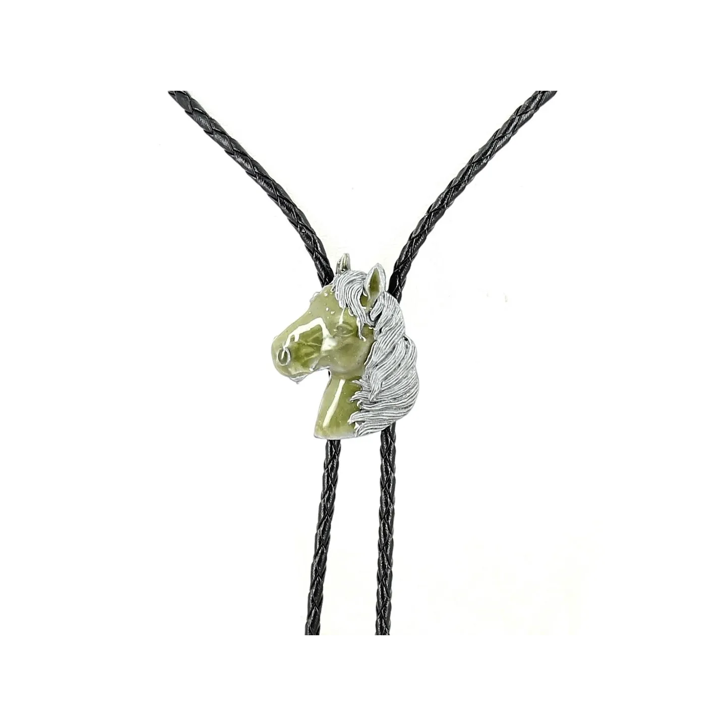 Green & Silver Horse Head Bolo Tie Reference: 13154 | Chapellerie Traclet