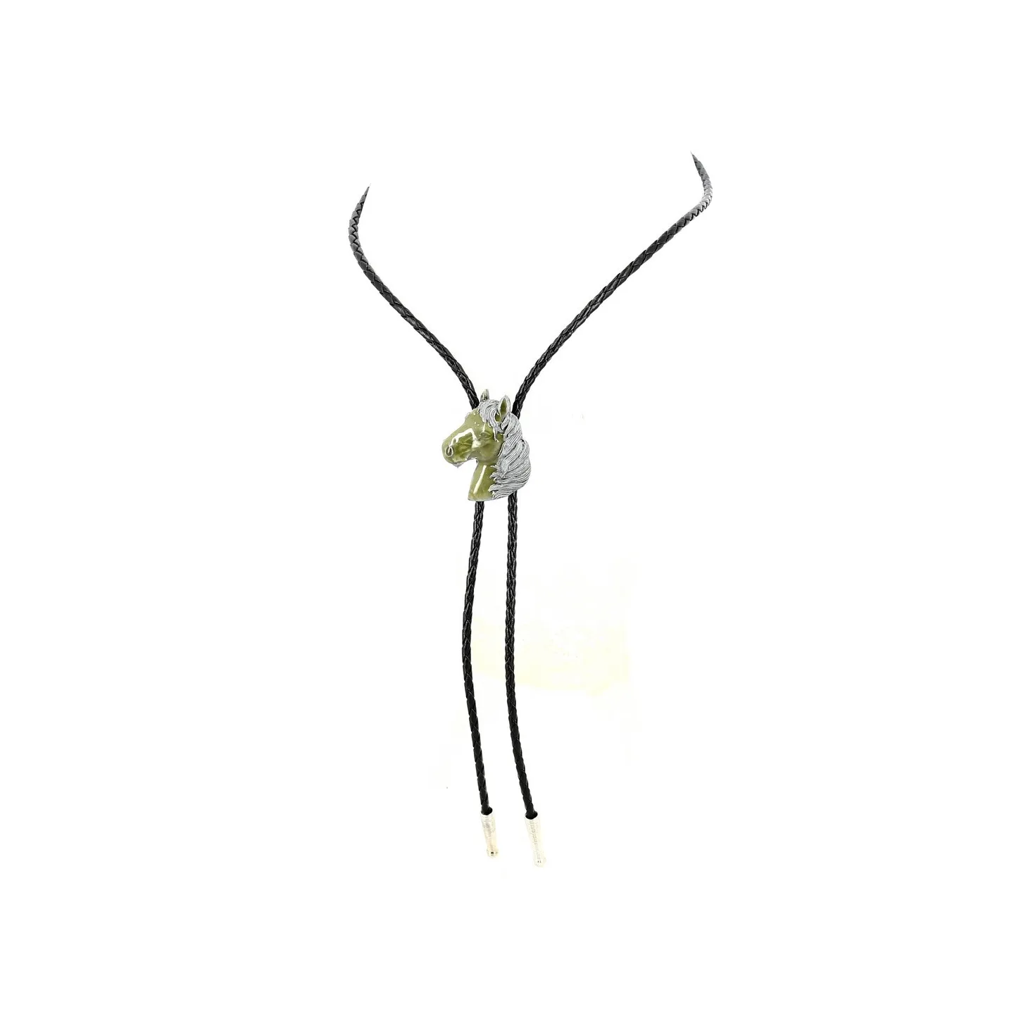 Bolo Tie Tête de Cheval Vert & Argent Reference : 13154 | Chapellerie Traclet