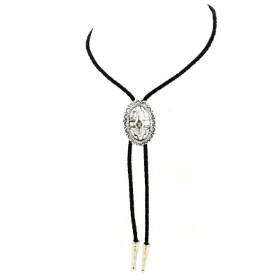 Silver Aztec Pattern Bolo Tie Reference: 13155 | Traclet Hat Shop