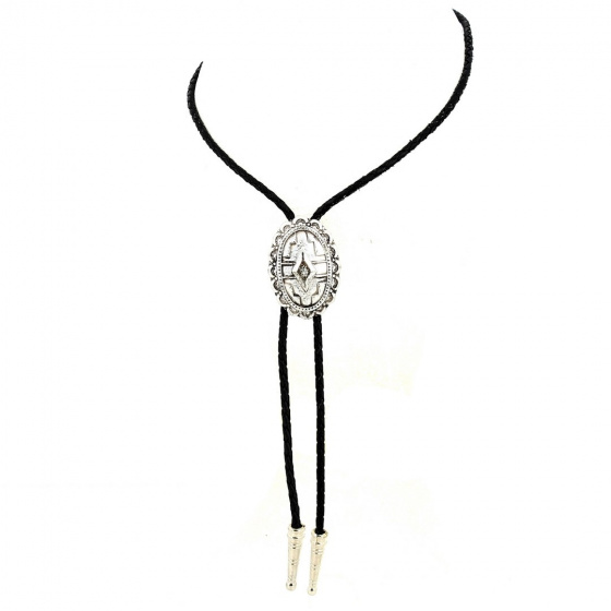 Silver Aztec Pattern Bolo Tie