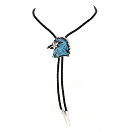 Blue Eagle Head & Silver Bolo Tie