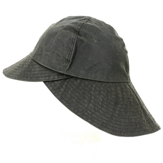 Brown Waxed Cotton Waterproof Cap - Torpedo
