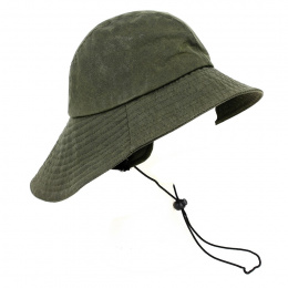 Olive Waxed Cotton Waterproof Bucket Hat - Traclet