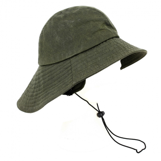 Olive Waxed Cotton Waterproof Bucket Hat - Traclet