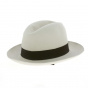 White & Brown Fur Felt Fedora Hat - Borsalino
