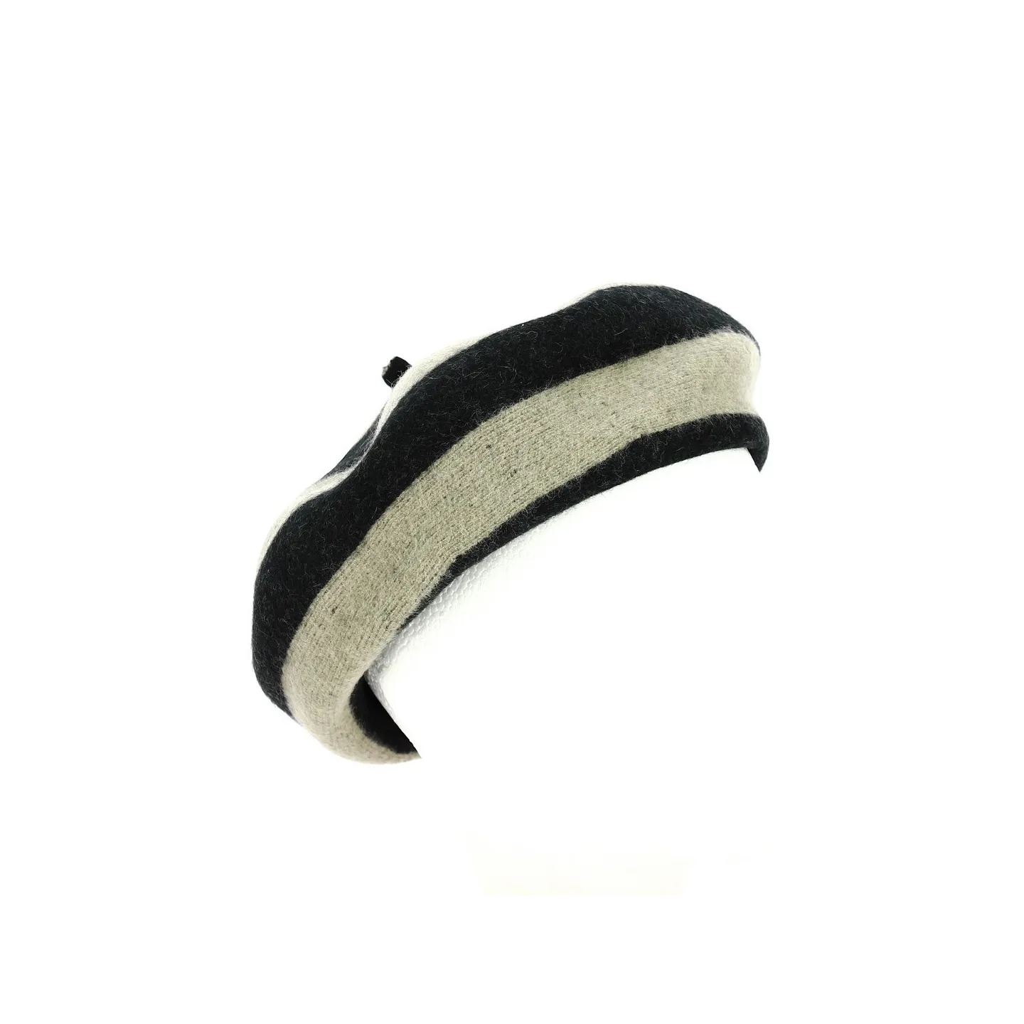 Béret Audrey Twig Stripe Laine Noir & Gris - Brixton Reference : 13257 | Chapellerie Traclet