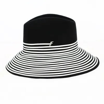 Black Wool Felt Spiral Fedora Hat - Fléchet Reference: 13266 | Traclet Hat Shop