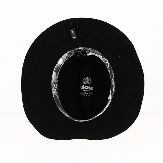 Black Wool Felt Spiral Fedora Hat - Fléchet