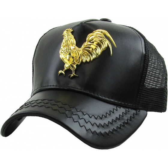 Black Golden Rooster Trucker Cap - Traclet