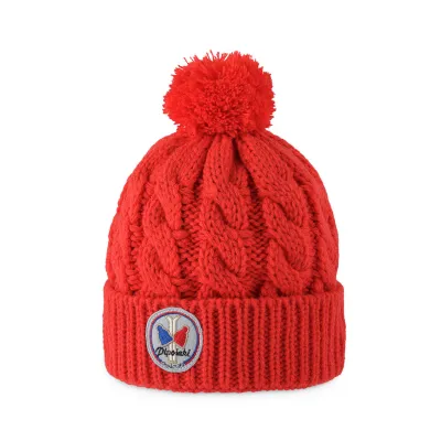 Red Alpina Children's Pompom Beanie - Pipolaki - Traclet Hat Shop Reference: 7211 | Traclet Hat Shop
