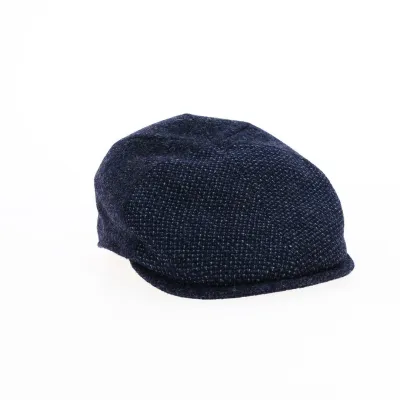 Flat cap Fancy wool blue
