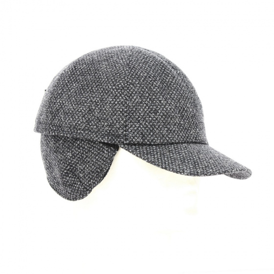 Grey wool earflaps