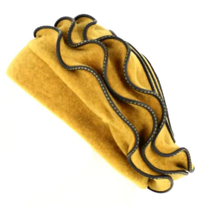 French Women's Mustard Yellow Jaipur Polar Fleece Beret - Traclet Reference: 13427 | Traclet Millinery