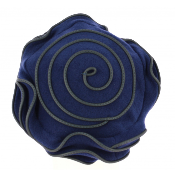 Women's Navy Jaipur Polar Fleece Beret made in France - Traclet
