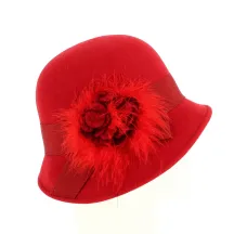 Chapeau Cloche feutre laine Maithe rouge - Traclet