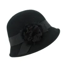 Hat Cloche felt wool Maithe black - Traclet